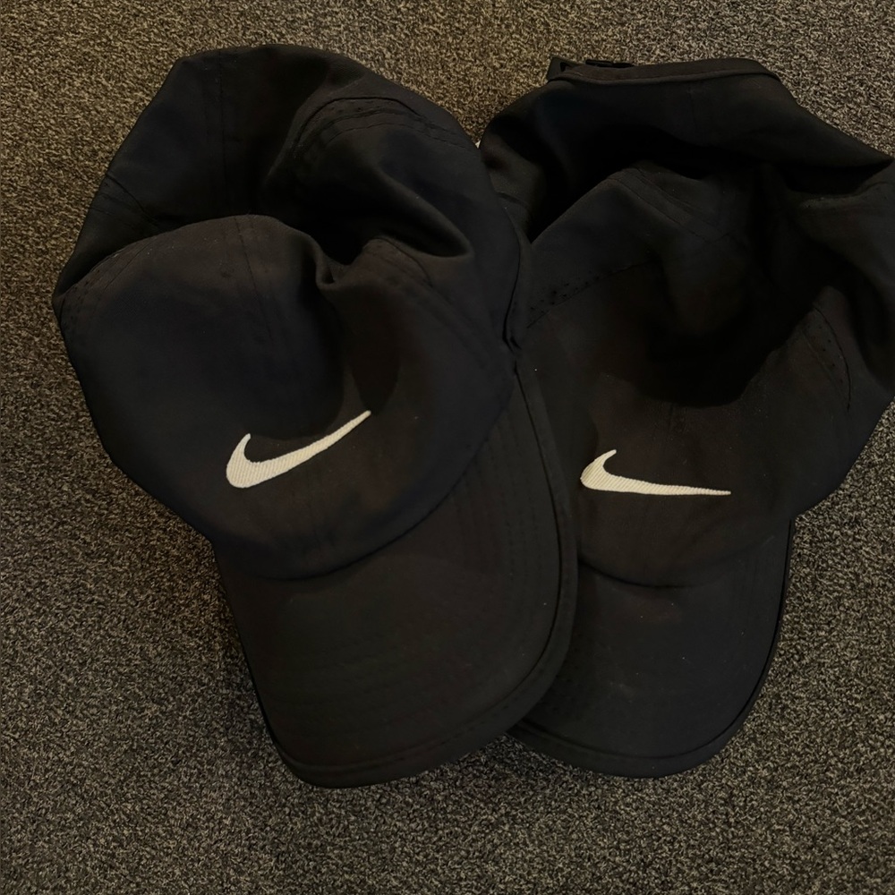 Little kids Nike Black Feather lite caps  with White Logo